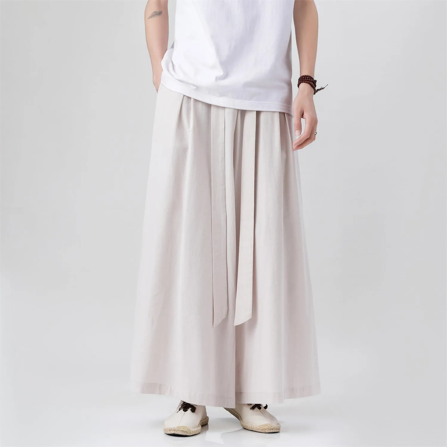 Seidarise Men's Wide Leg Casual Harem Linen Japanese Yoga Harem Pants Hip hop Joggers Baggy