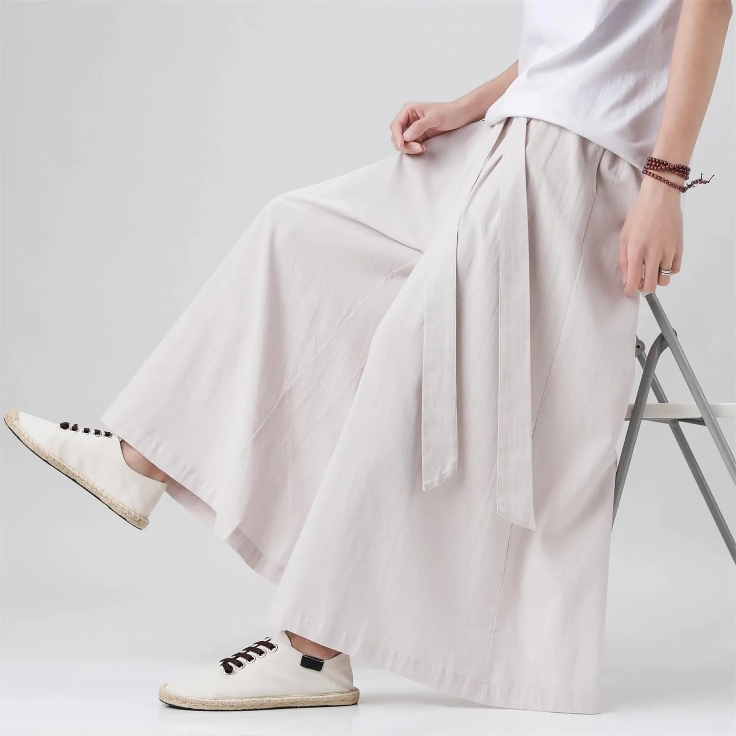 Seidarise Men's Wide Leg Casual Harem Linen Japanese Yoga Harem Pants Hip hop Joggers Baggy