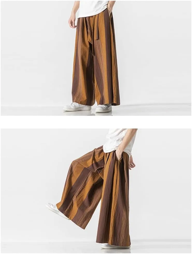 Seidarise Men's Wide Leg Casual Harem Linen Japanese Yoga Harem Pants Hip hop Joggers Baggy