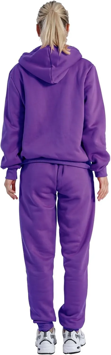 Sherpa Zipper Womens Sweatsuits Active Jogging Fleece 2 Pieces Hoodie and Pants Winter Outfit Sets