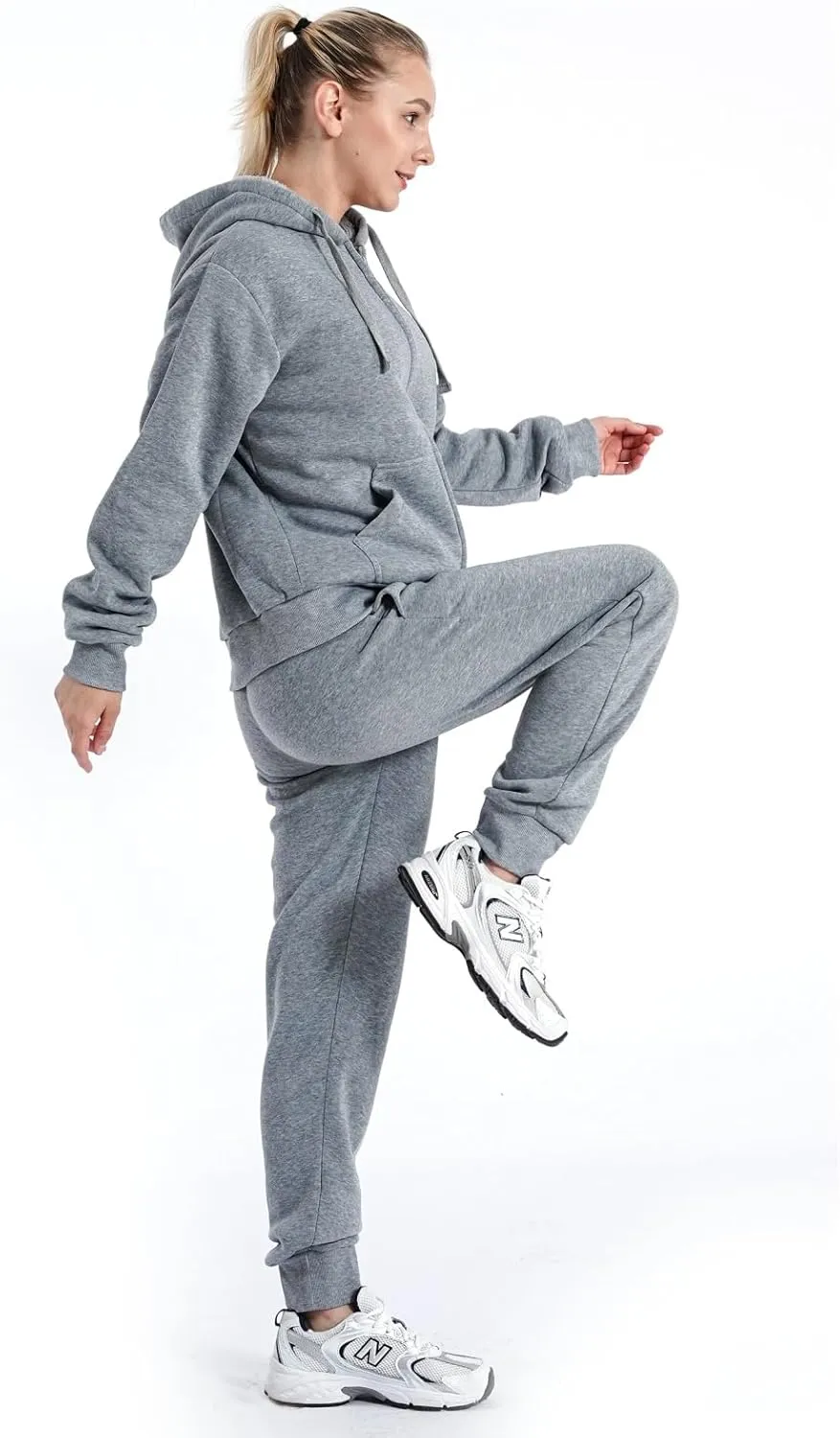 Sherpa Zipper Womens Sweatsuits Active Jogging Fleece 2 Pieces Hoodie and Pants Winter Outfit Sets