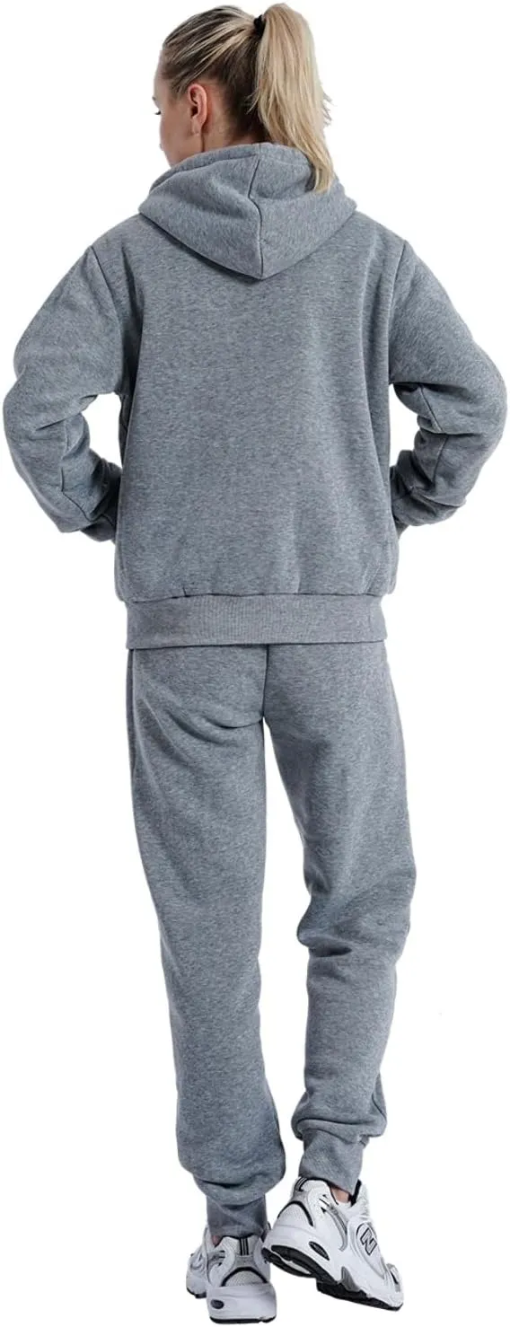 Sherpa Zipper Womens Sweatsuits Active Jogging Fleece 2 Pieces Hoodie and Pants Winter Outfit Sets