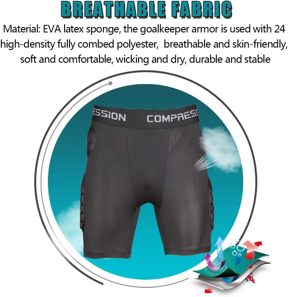 Shinestone Adult Men's Goalkeeper Armor BodyShield Padded Compression Shirt Pants and Short with Sponge Protector