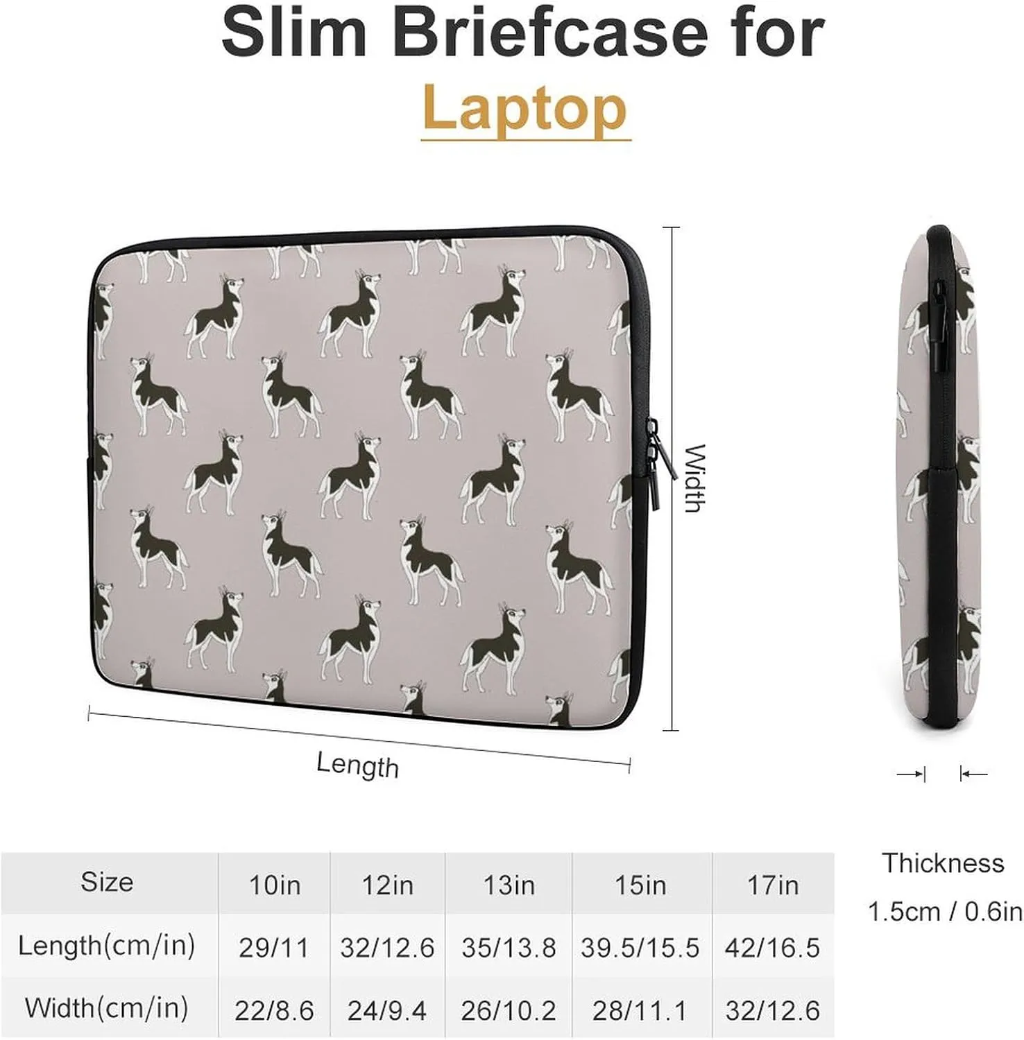 Siberian Husky Personalized Laptop Bag Business Casual Laptop Case Slim Computer Bag Briefcase