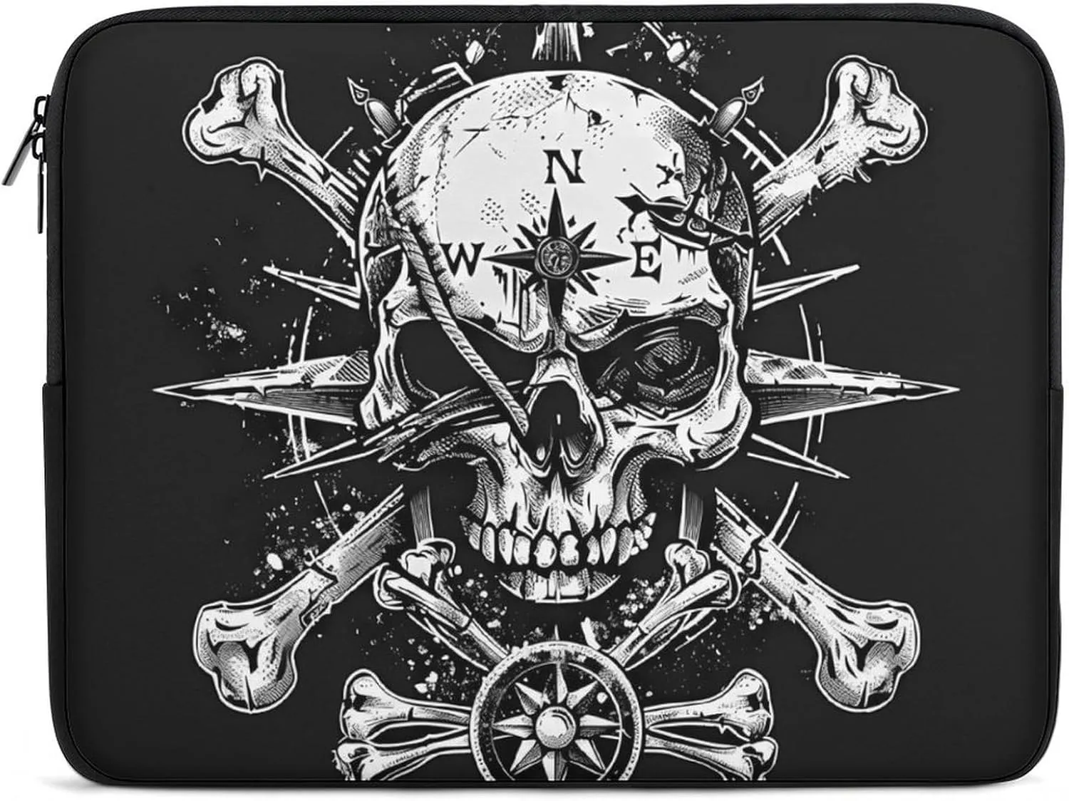 Skull Navigation Bones Compass Personalized Laptop Bag Business Casual Laptop Cases Slim Computer Bag Briefcase