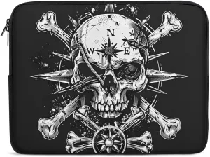 Skull Navigation Bones Compass Personalized Laptop Bag Business Casual Laptop Cases Slim Computer Bag Briefcase
