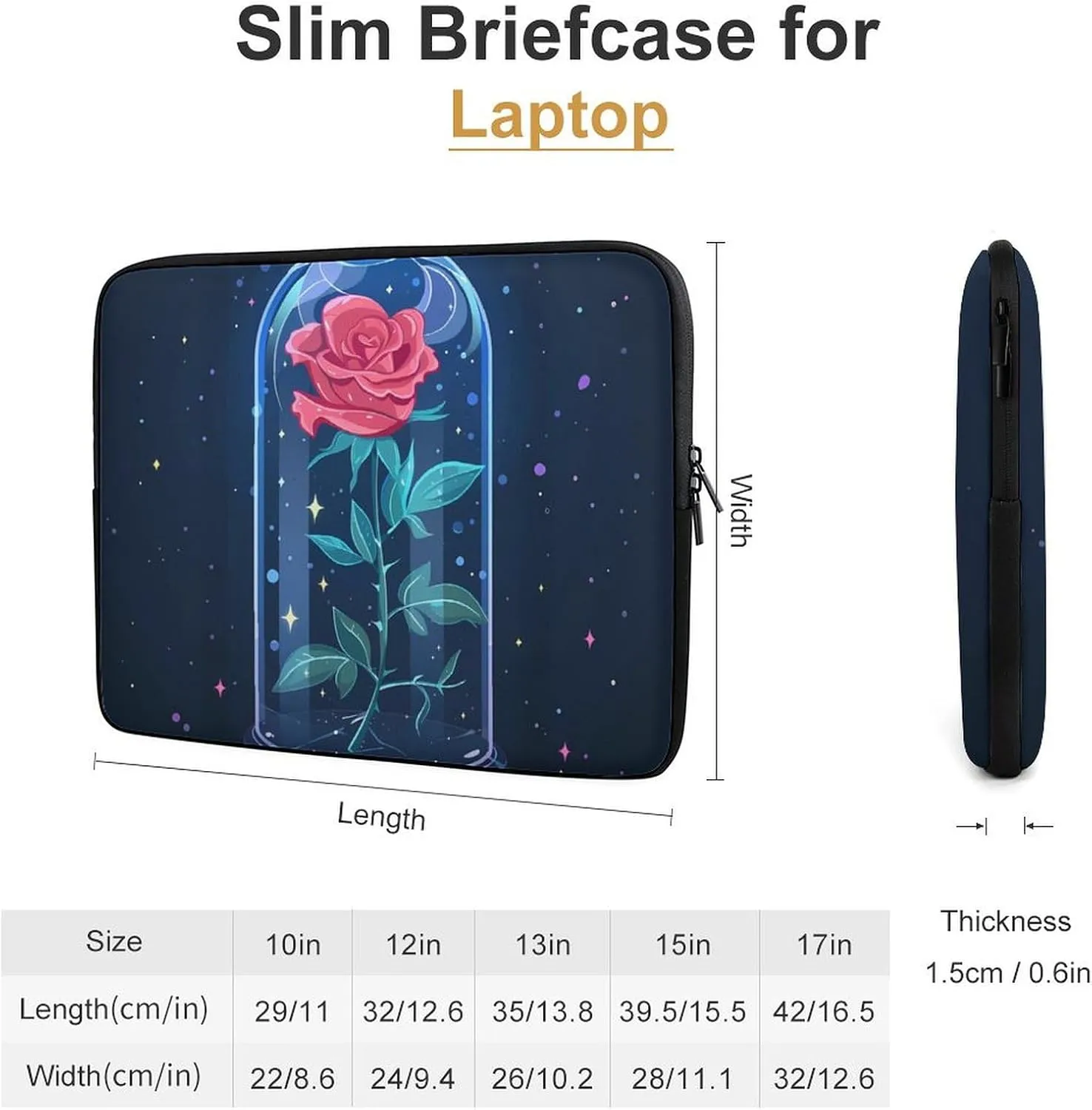 Spaces Galaxy Red Rose Personalized Laptop Bag Business Casual Laptop Cases Slim Computer Bag Briefcase