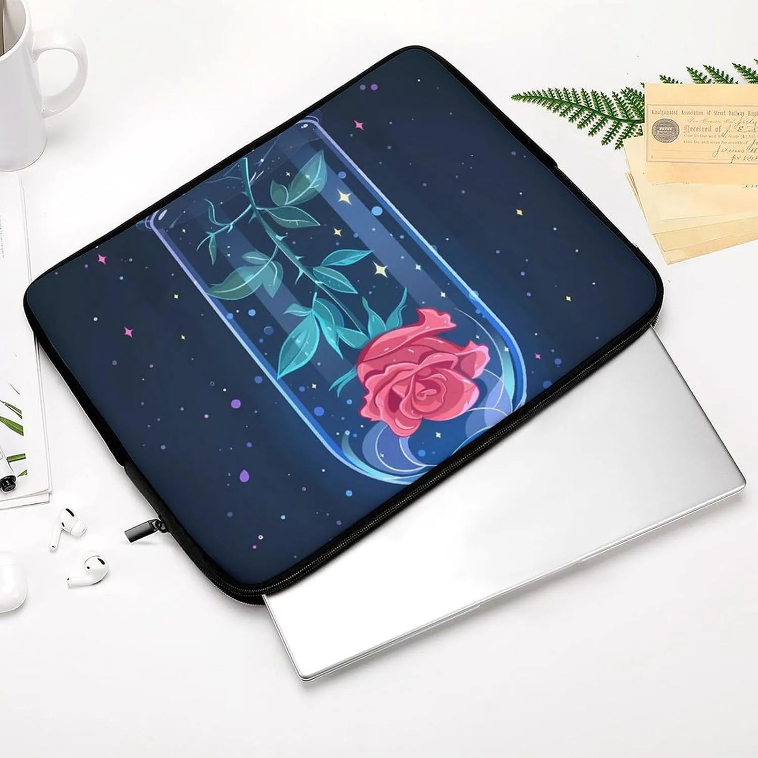 Spaces Galaxy Red Rose Personalized Laptop Bag Business Casual Laptop Cases Slim Computer Bag Briefcase