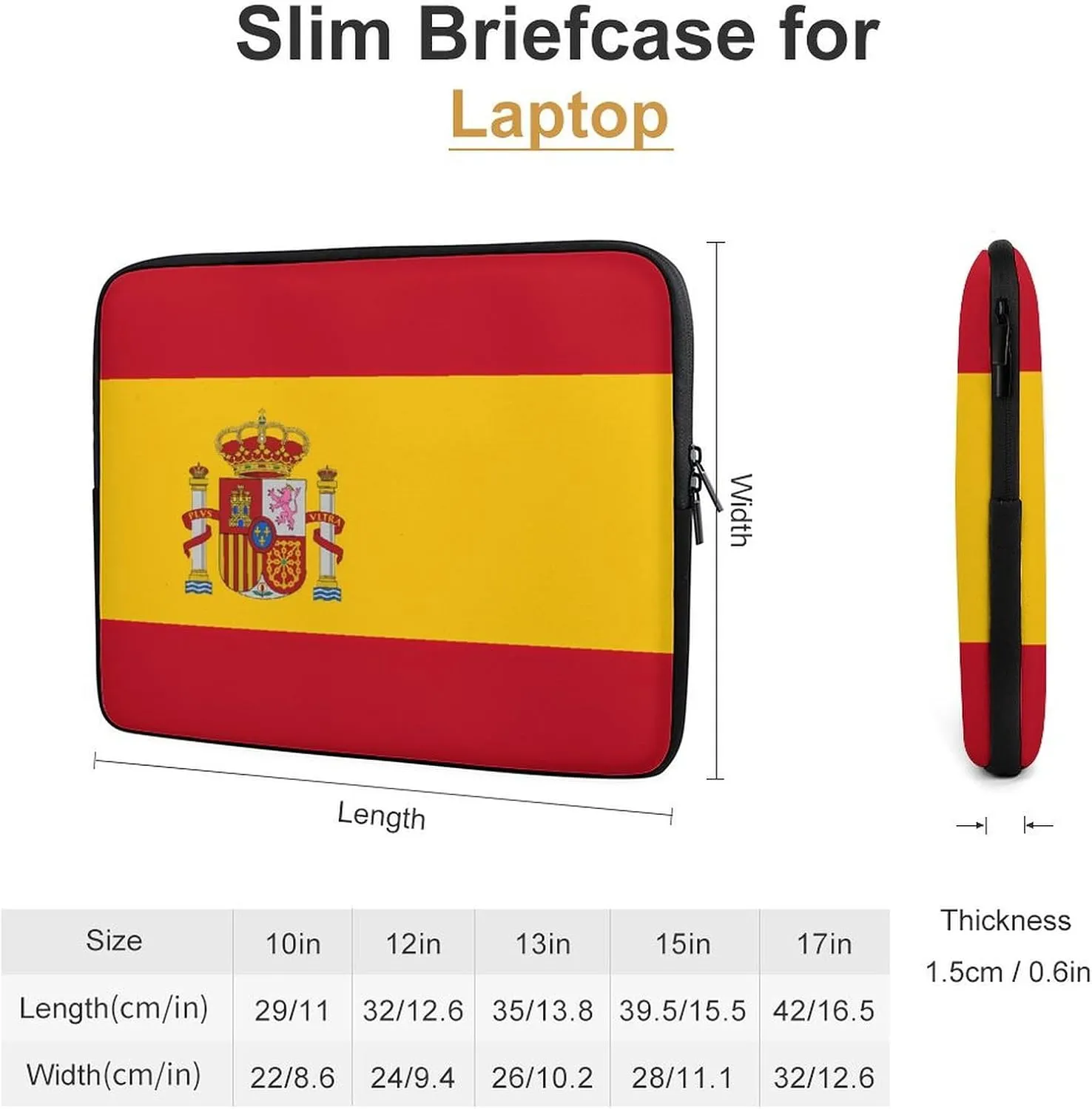 Spain Flag Personalized Laptop Bag Business Casual Laptop Cases Slim Computer Bag Briefcase