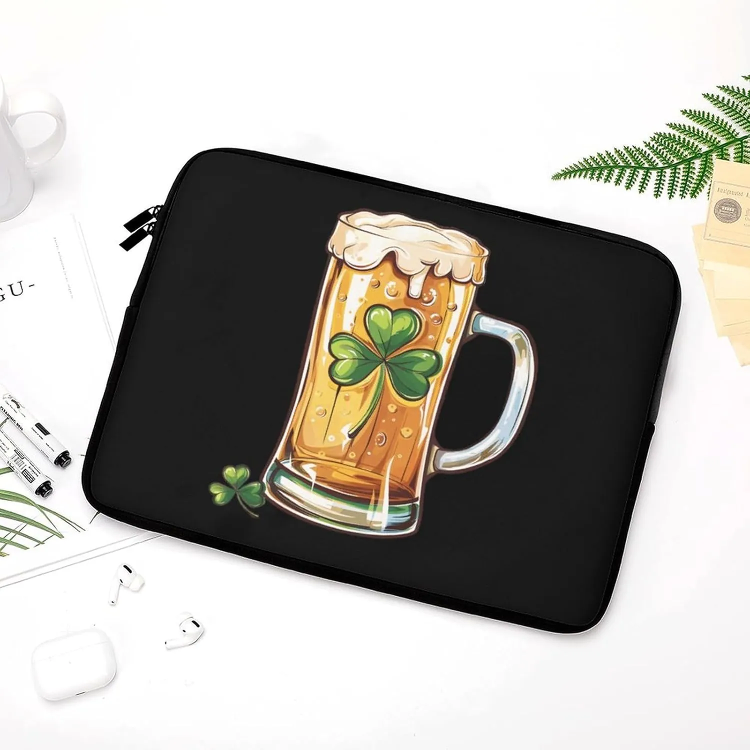 St. Pat's Day Beer Mug Personalized Laptop Bag Business Casual Laptop Cases Slim Computer Bag Briefcase