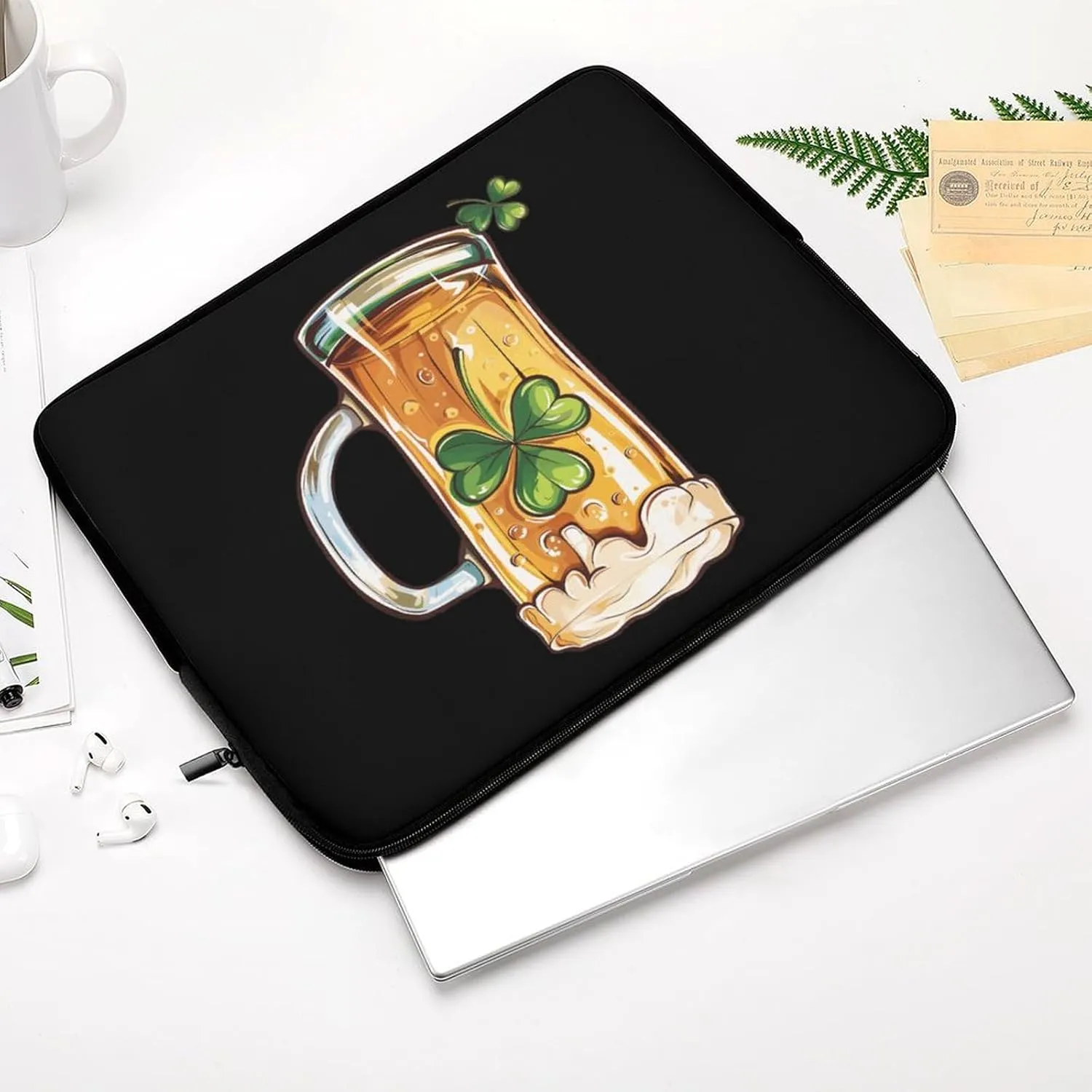 St. Pat's Day Beer Mug Personalized Laptop Bag Business Casual Laptop Cases Slim Computer Bag Briefcase