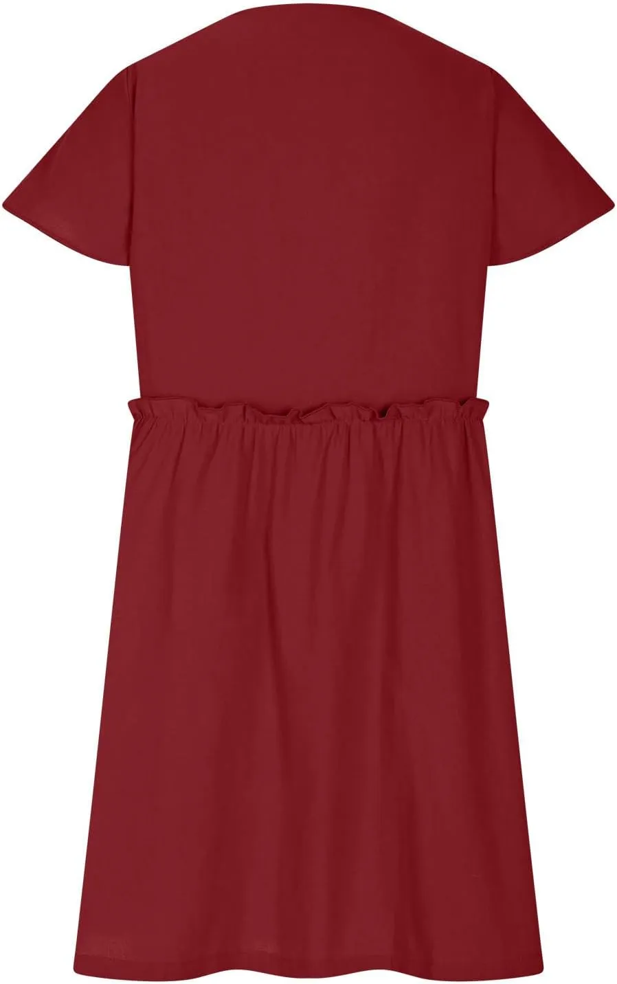 Summer Dresses for Women 2025 Sexy V Neck Short Sleeve Midi Dress Solid Elastic Waist A Line Button Dress