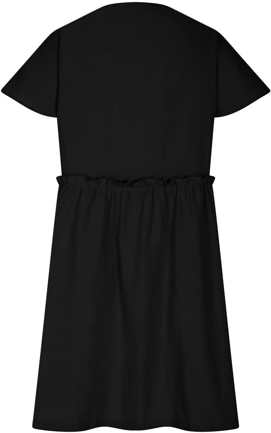 Summer Dresses for Women 2025 Sexy V Neck Short Sleeve Midi Dress Solid Elastic Waist A Line Button Dress