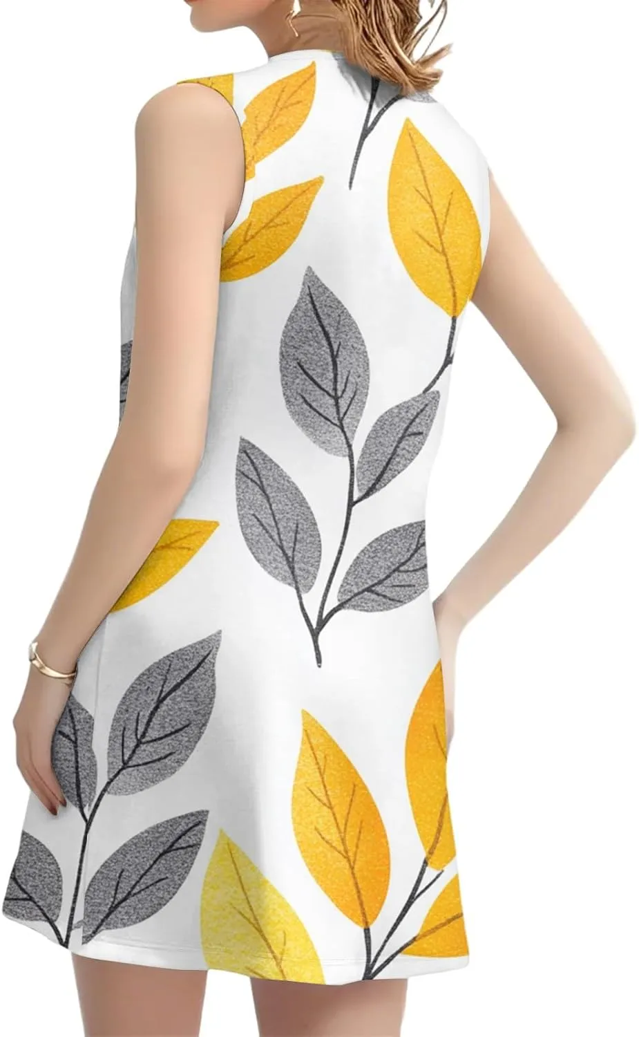 Summer Dresses for Women Casual Sundress Floral Printed Pleated Mini Dress with Pocket Beach Cover Up Swimsuits