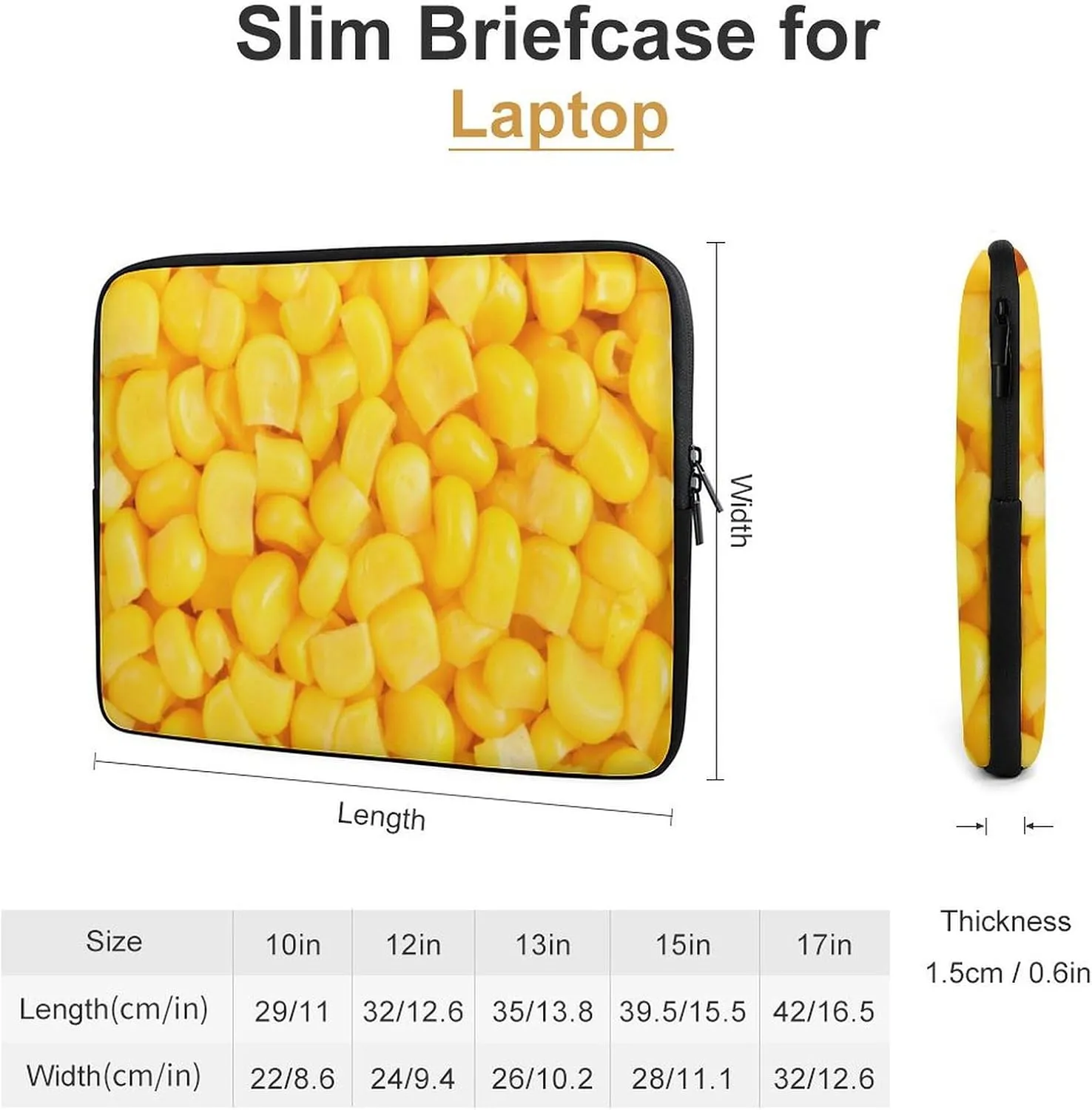 Sweet Corn Personalized Laptop Bag Business Casual Laptop Case Slim Computer Bag Briefcase
