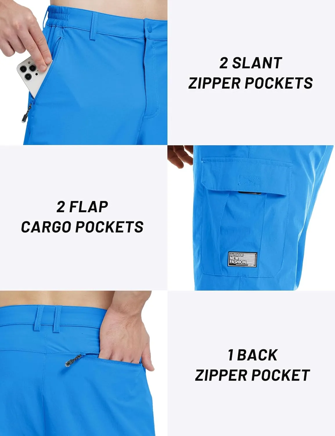 TACVASEN Men's Capri Pants Cargo Long Shorts Quick Dry Lightweight 3/4 Pants Below Knee Summer Hiking Work