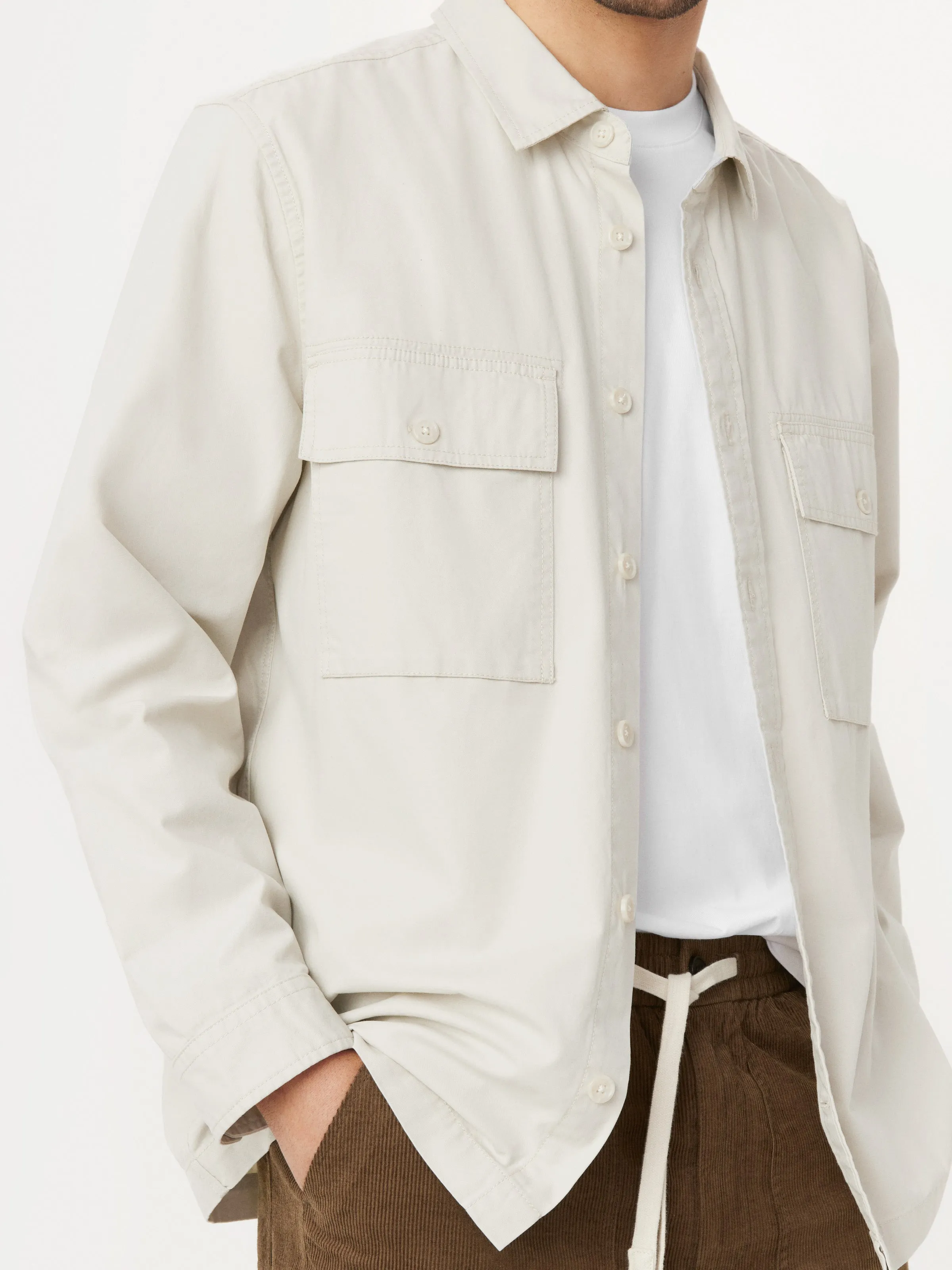 The Typewriter Cloth Cargo Overshirt in Moonlight