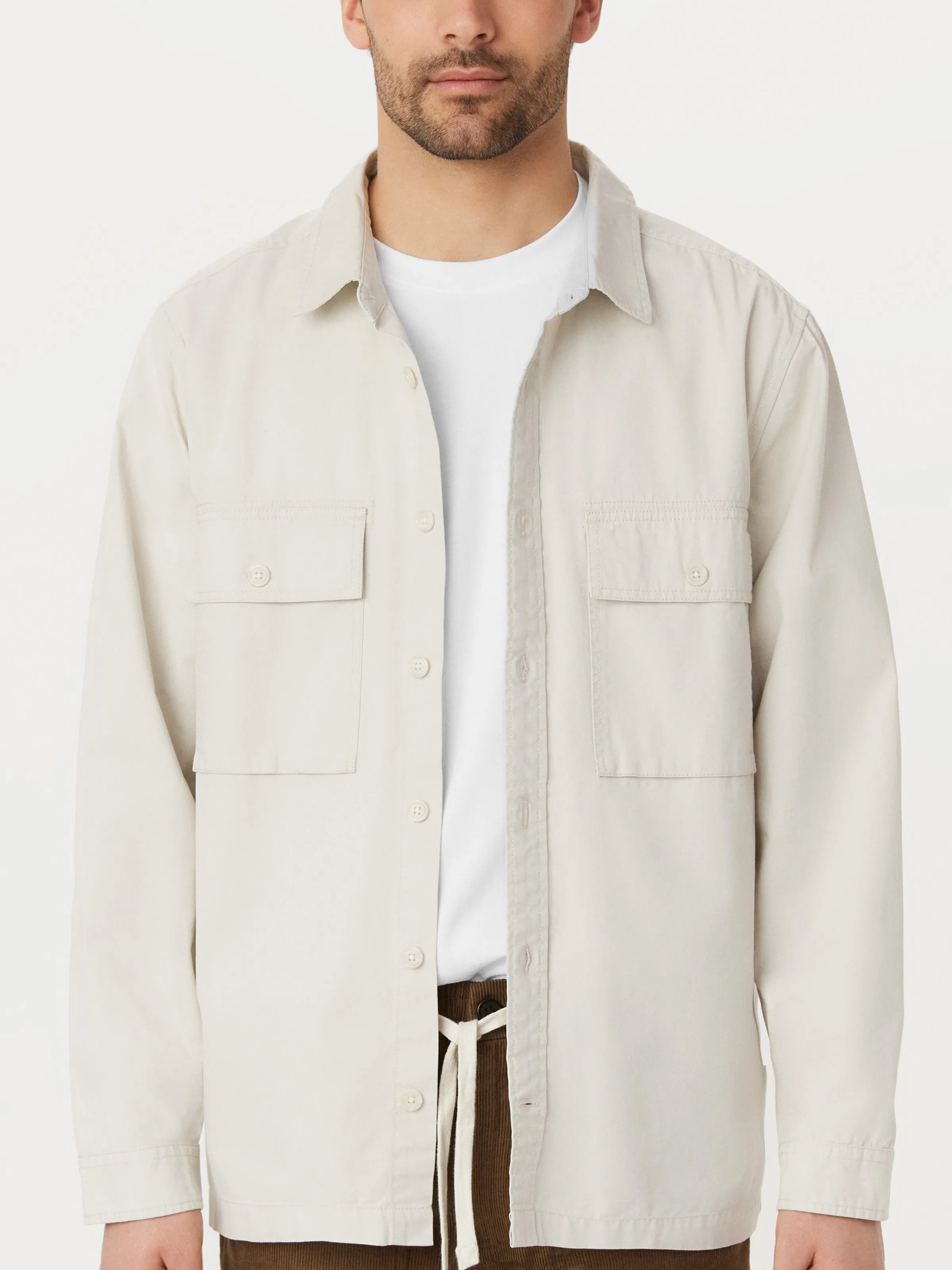 The Typewriter Cloth Cargo Overshirt in Moonlight