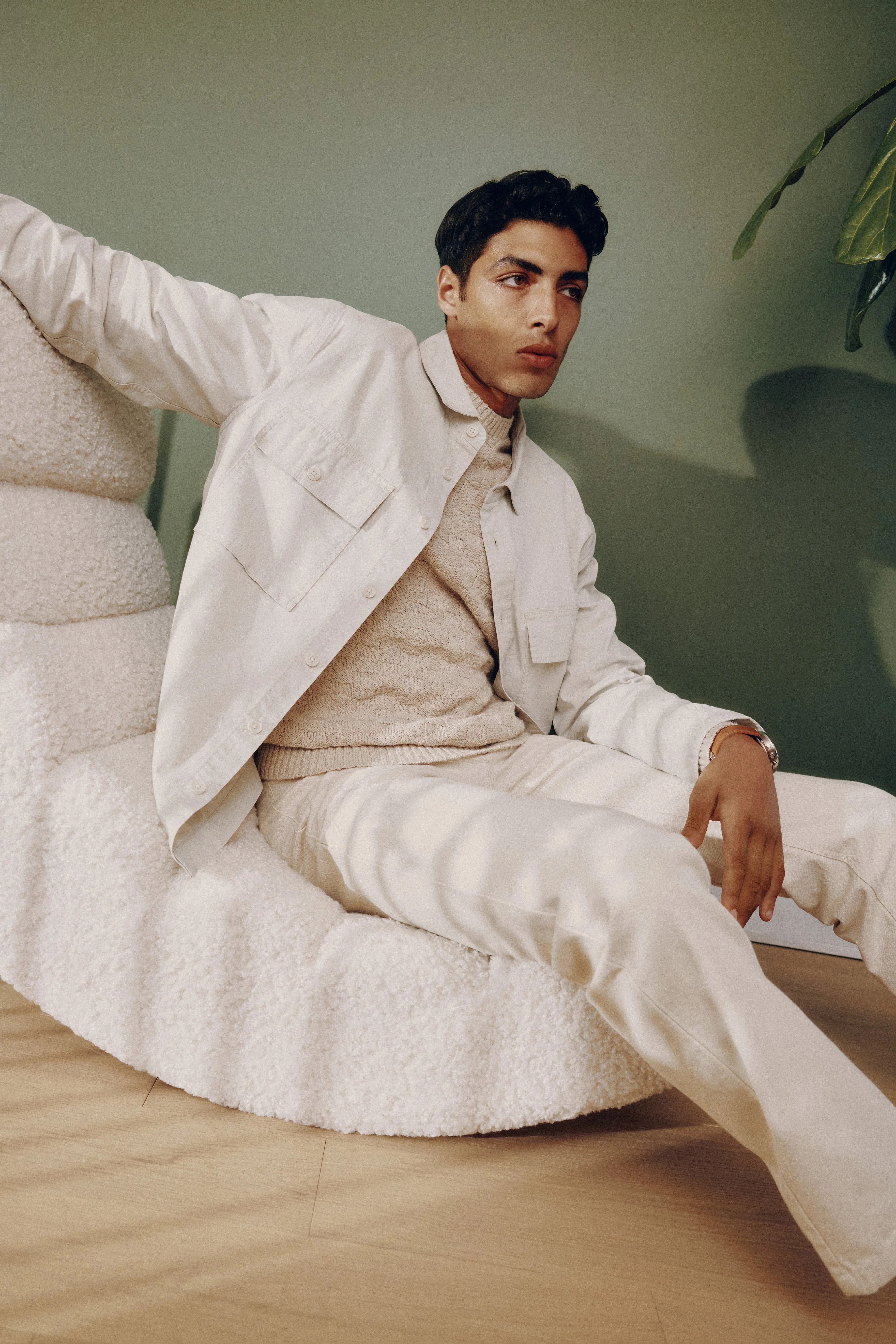 The Typewriter Cloth Cargo Overshirt in Moonlight