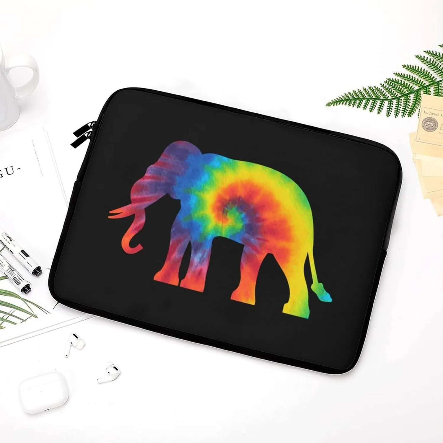 Tie Dye Elephant Personalized Laptop Bag Business Casual Laptop Case Slim Computer Bag Briefcase