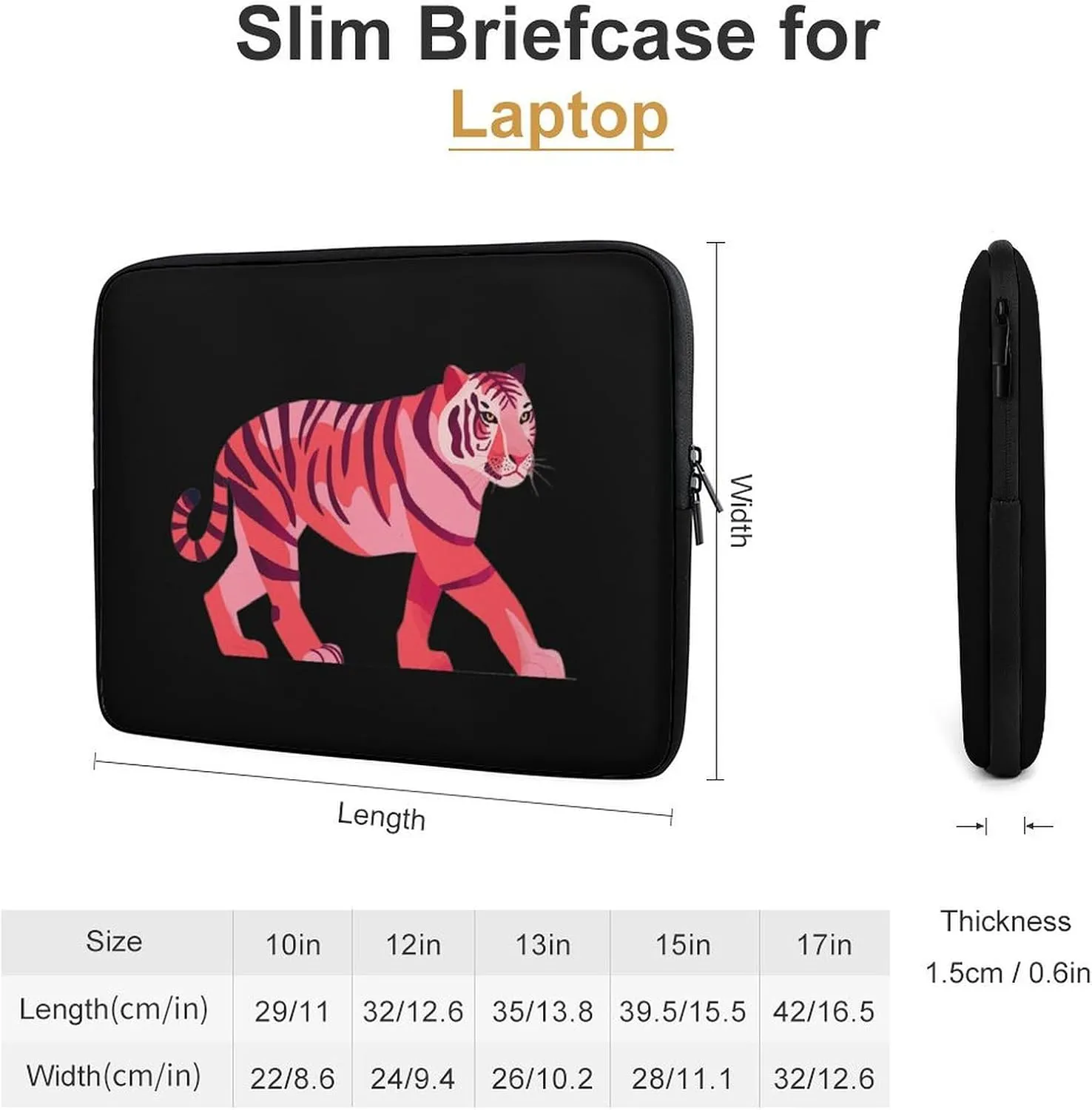 Tiger Stripe Pattern Personalized Laptop Bag Business Casual Laptop Cases Slim Computer Bag Briefcase