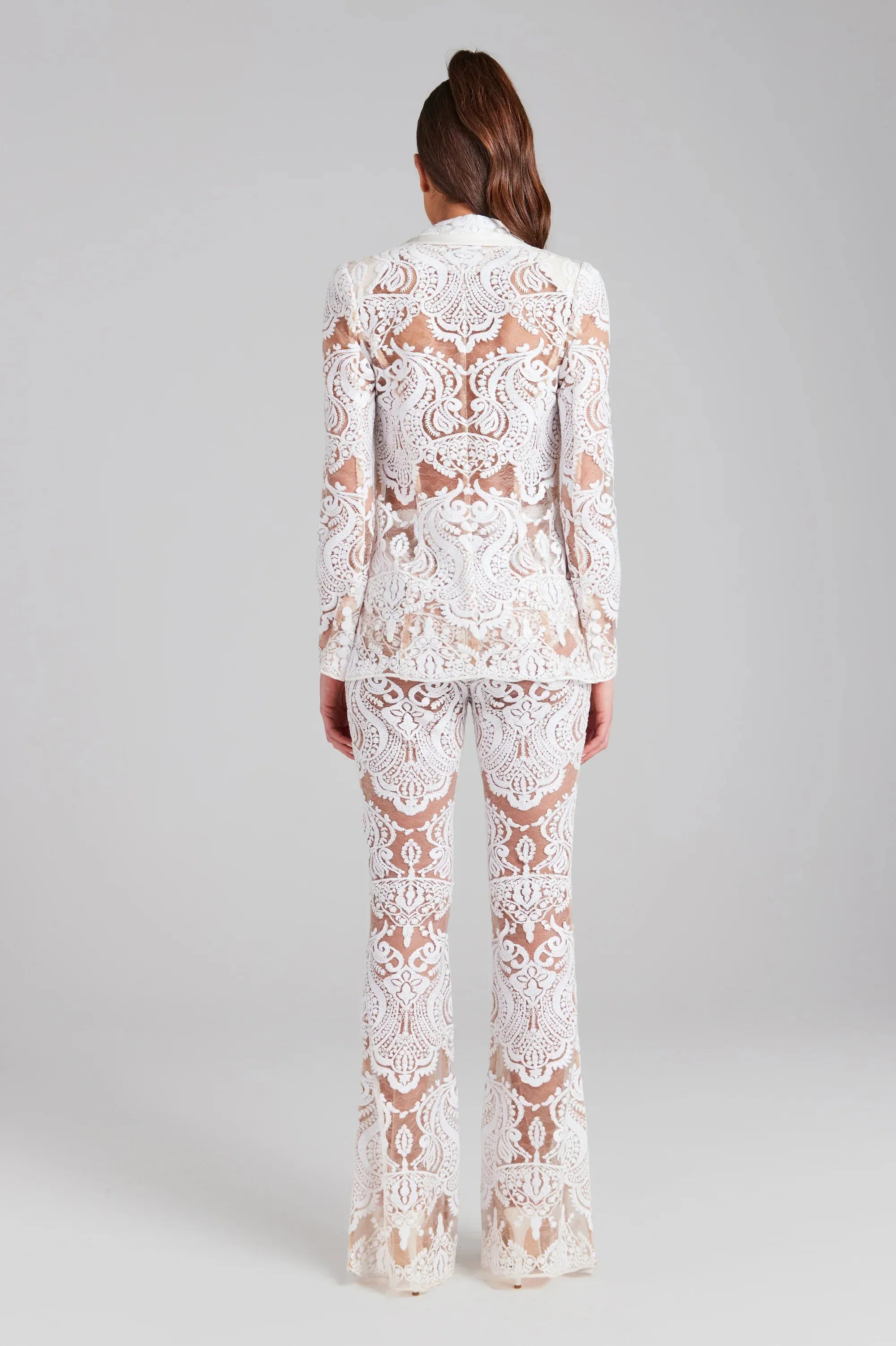 Trend4us Luxe Sheer Lace Embroidered Pant Suit