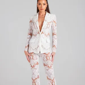 Trend4us Luxe Sheer Lace Embroidered Pant Suit