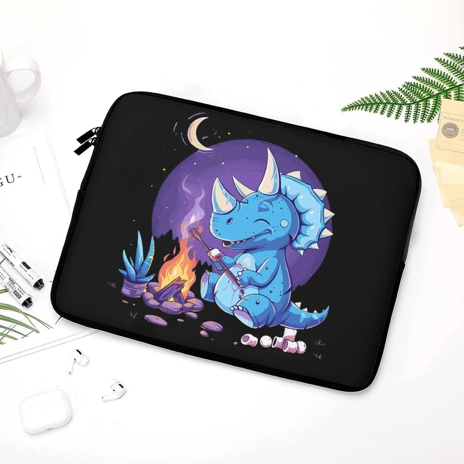 Triceratops Roasted Marshmallows Personalized Laptop Bag Business Casual Laptop Cases Slim Computer Bag Briefcase