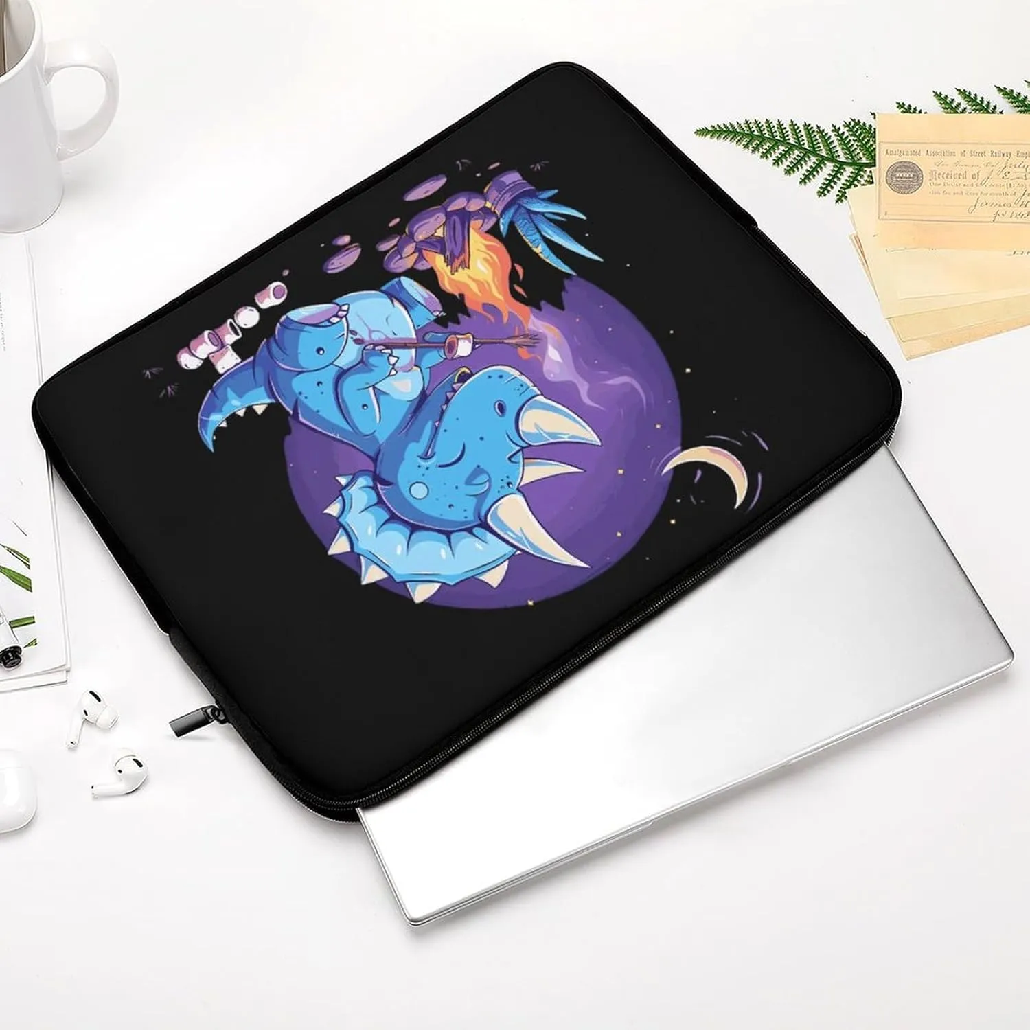 Triceratops Roasted Marshmallows Personalized Laptop Bag Business Casual Laptop Cases Slim Computer Bag Briefcase