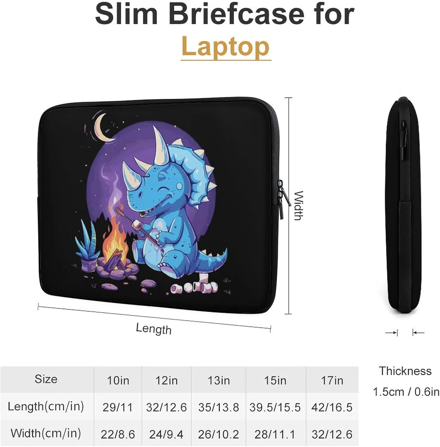 Triceratops Roasted Marshmallows Personalized Laptop Bag Business Casual Laptop Cases Slim Computer Bag Briefcase