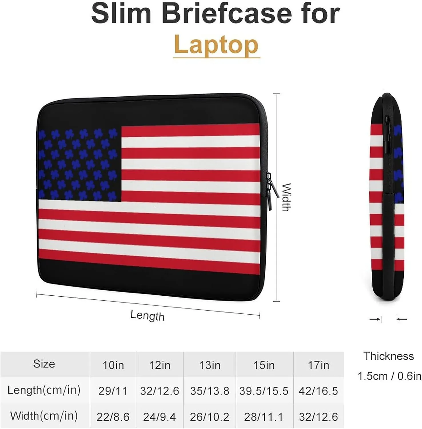 U.S.A Clover Flag Personalized Laptop Bag Business Casual Laptop Cases Slim Computer Bag Briefcase