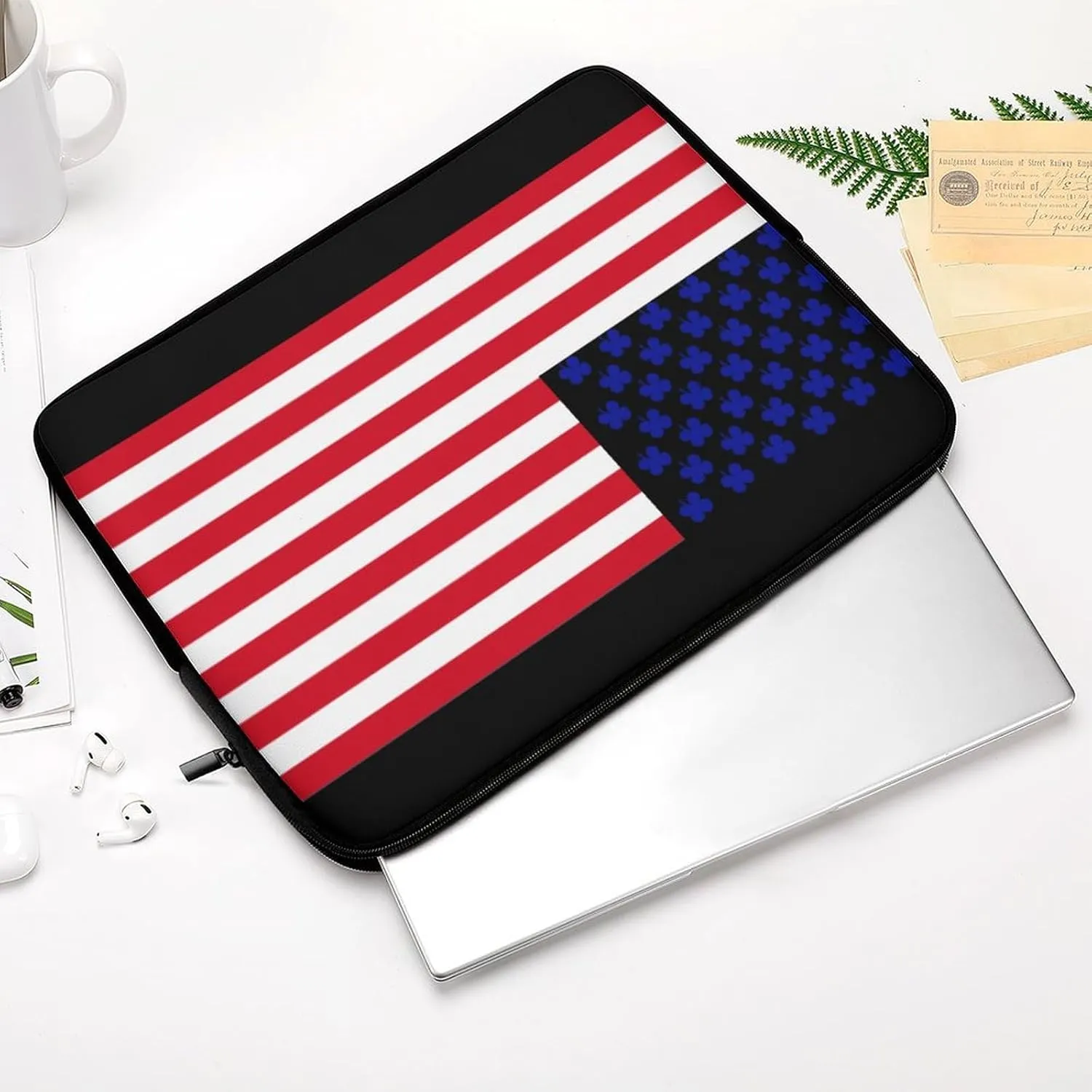 U.S.A Clover Flag Personalized Laptop Bag Business Casual Laptop Cases Slim Computer Bag Briefcase