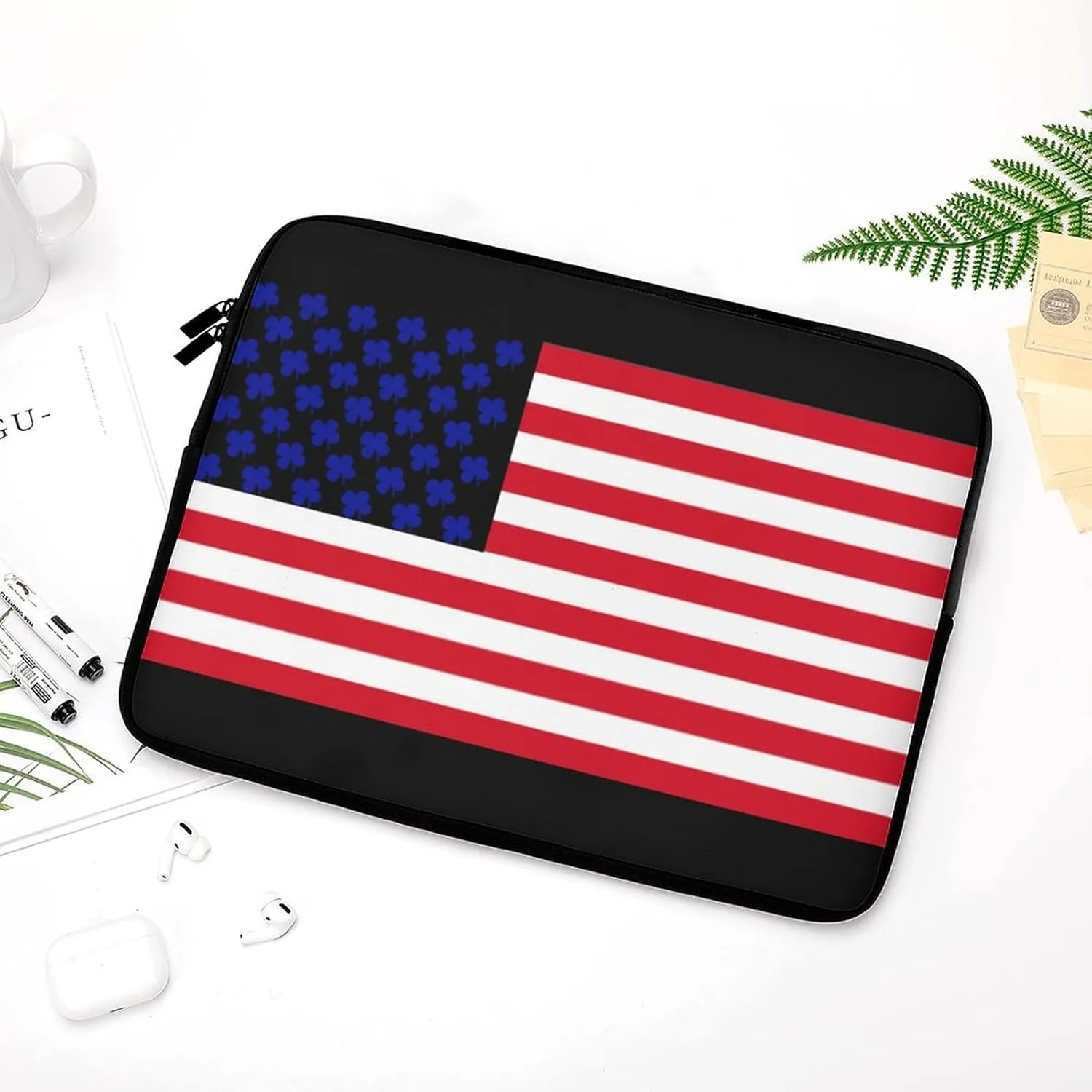 U.S.A Clover Flag Personalized Laptop Bag Business Casual Laptop Cases Slim Computer Bag Briefcase