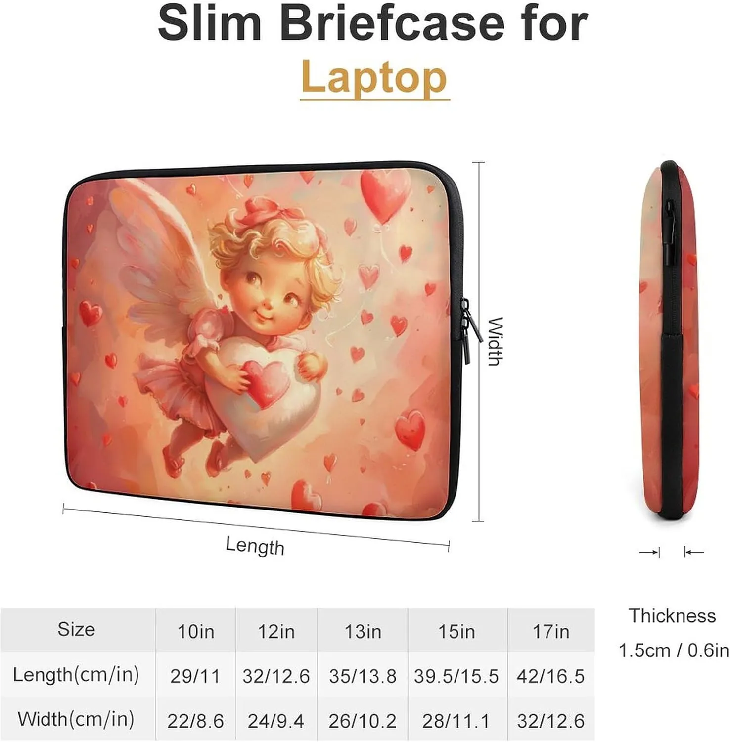 Valentines Love You Angel Personalized Laptop Bag Business Casual Laptop Cases Slim Computer Bag Briefcase