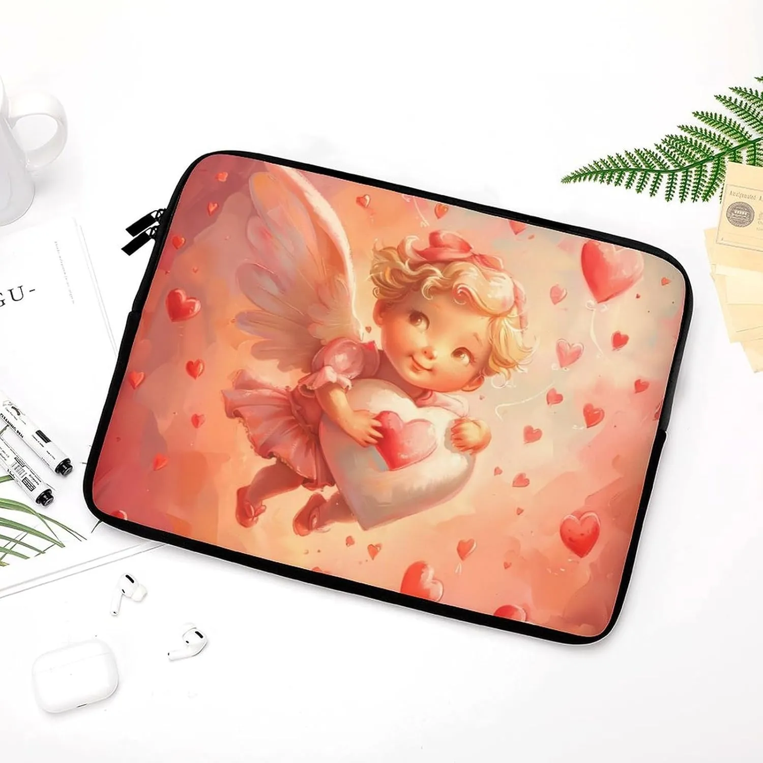 Valentines Love You Angel Personalized Laptop Bag Business Casual Laptop Cases Slim Computer Bag Briefcase