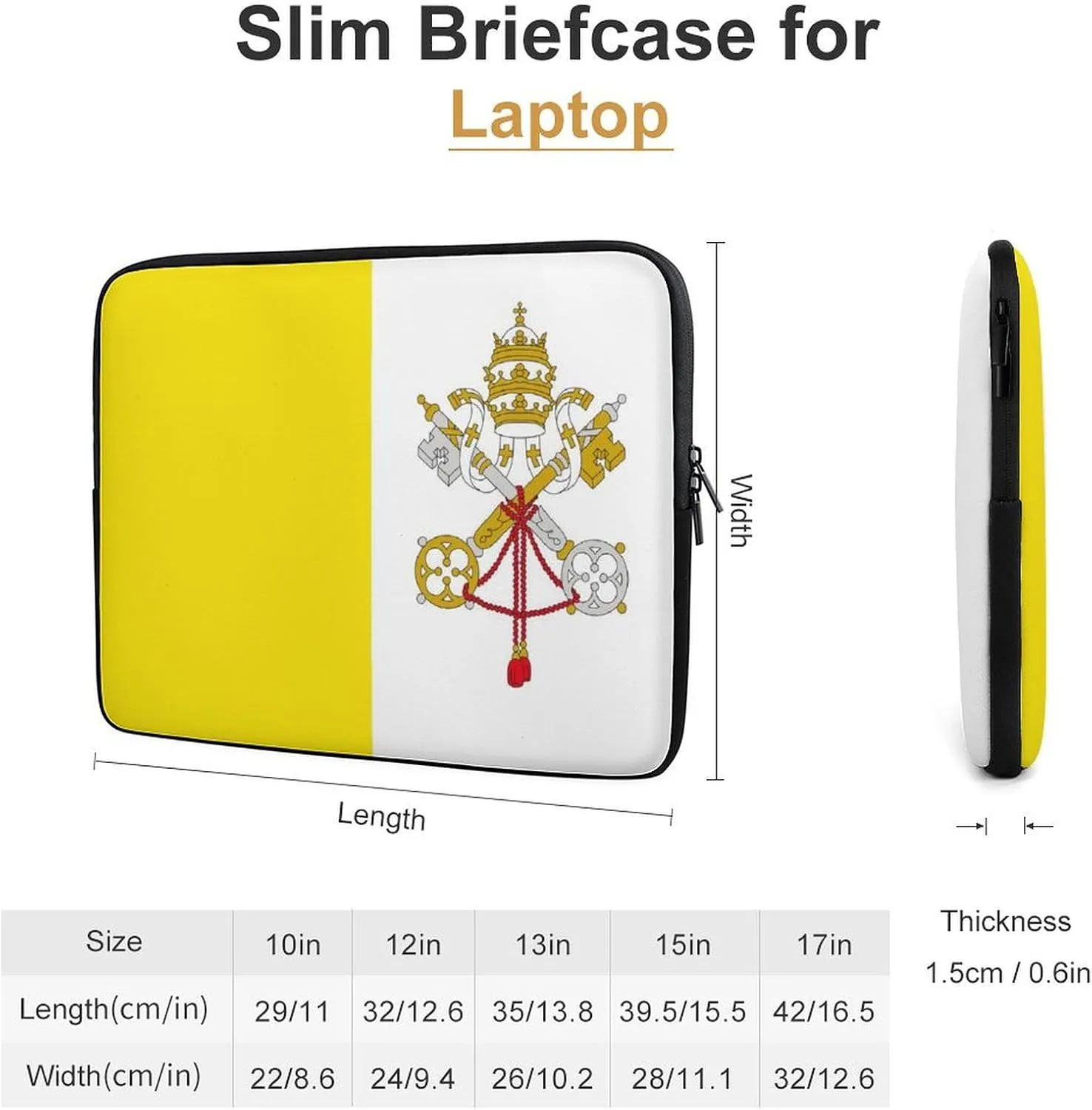 Vatican Flag Personalized Laptop Bag Business Casual Laptop Case Slim Computer Bag Briefcase