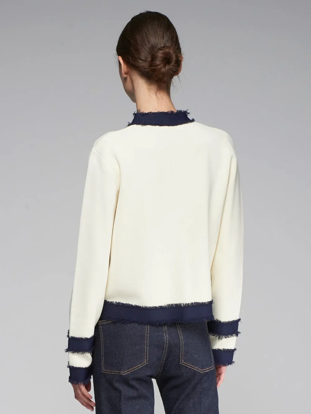 Vilagallo Knit Cardigan Ecru/Navy