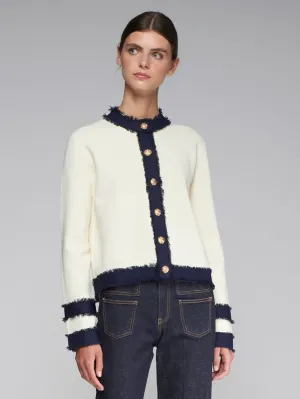 Vilagallo Knit Cardigan Ecru/Navy