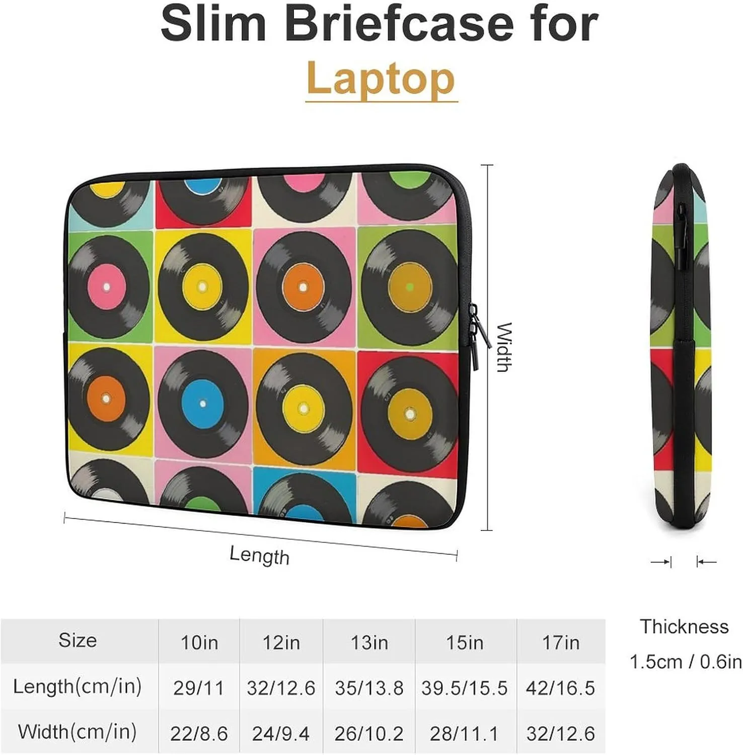Vinyl Record Collection Personalized Laptop Bag Business Casual Laptop Cases Slim Computer Bag Briefcase