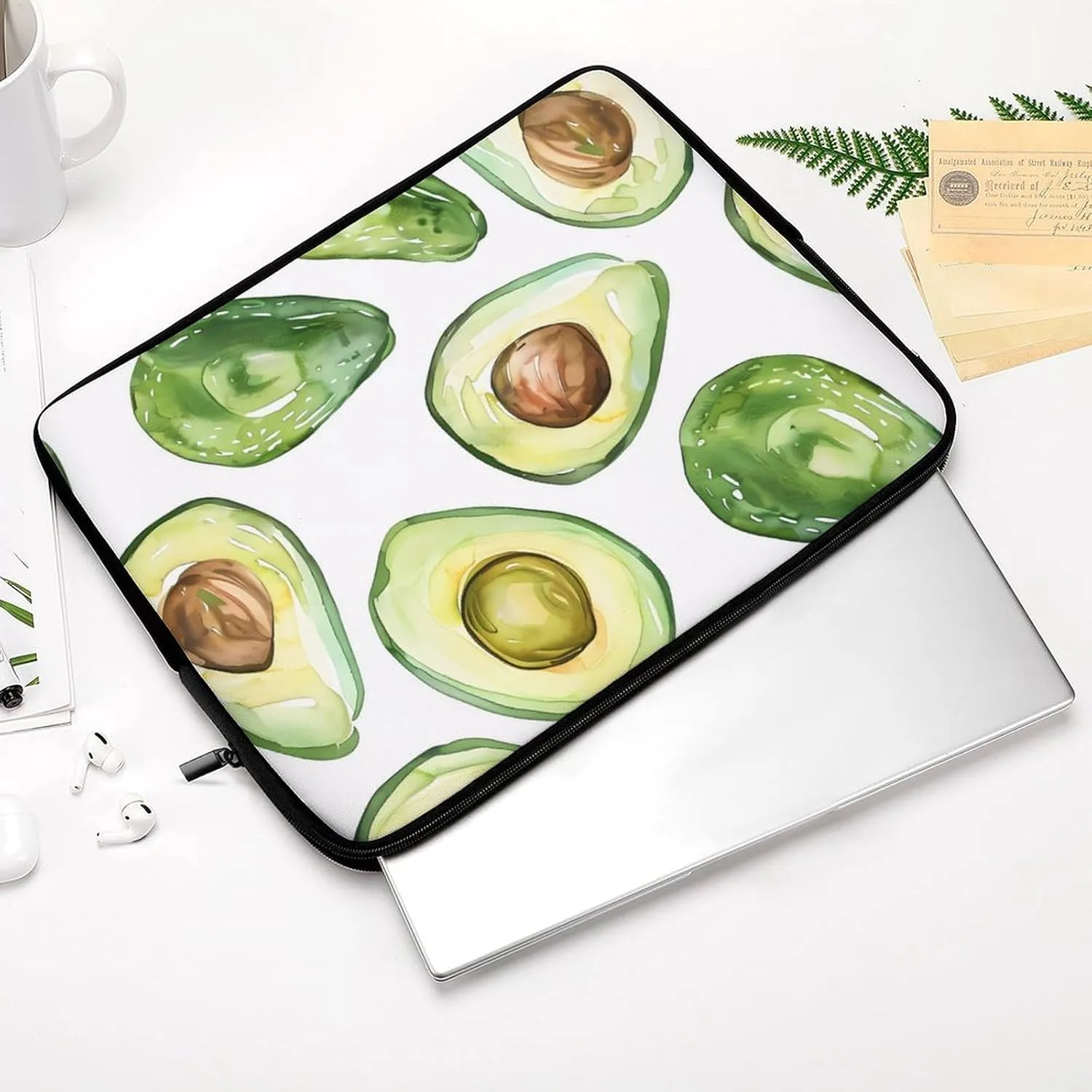 Watercolor Avocados Personalized Laptop Bag Business Casual Laptop Cases Slim Computer Bag Briefcase