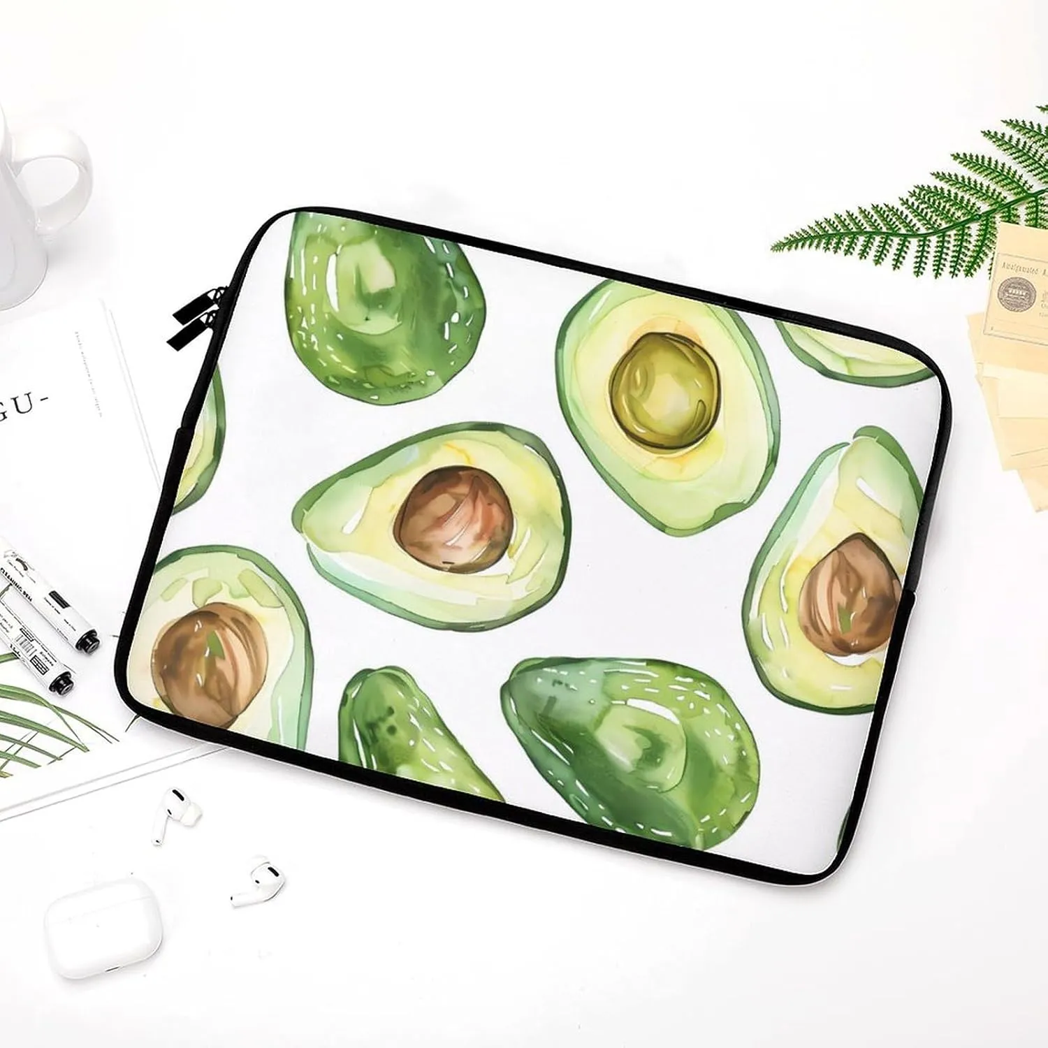 Watercolor Avocados Personalized Laptop Bag Business Casual Laptop Cases Slim Computer Bag Briefcase