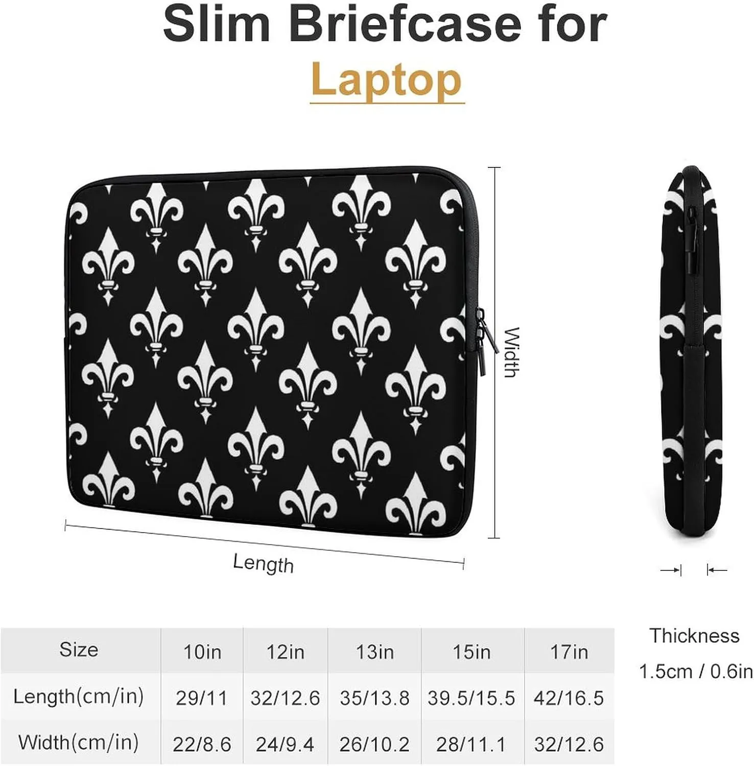 White Lily Flower Pattern Personalized Laptop Bag Business Casual Laptop Cases Slim Computer Bag Briefcase