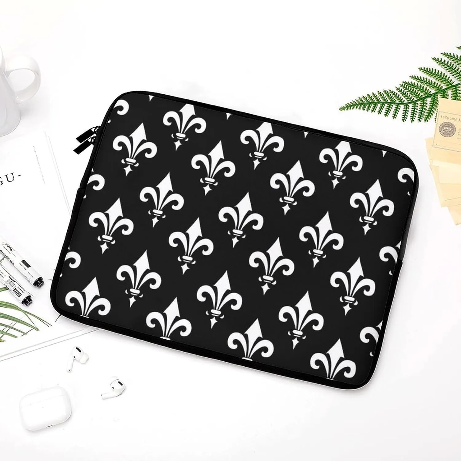 White Lily Flower Pattern Personalized Laptop Bag Business Casual Laptop Cases Slim Computer Bag Briefcase
