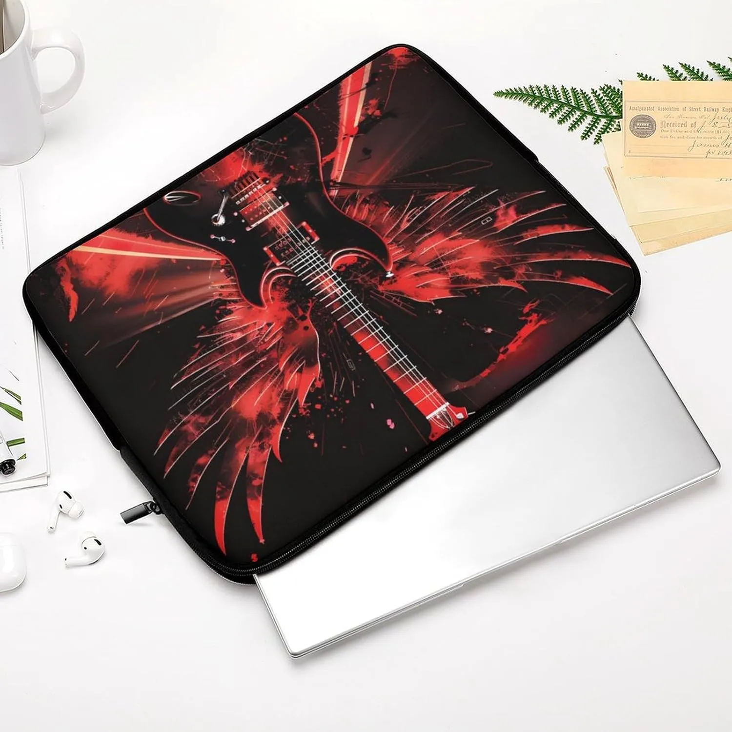 Winged Guitar Personalized Laptop Bag Business Casual Laptop Cases Slim Computer Bag Briefcase