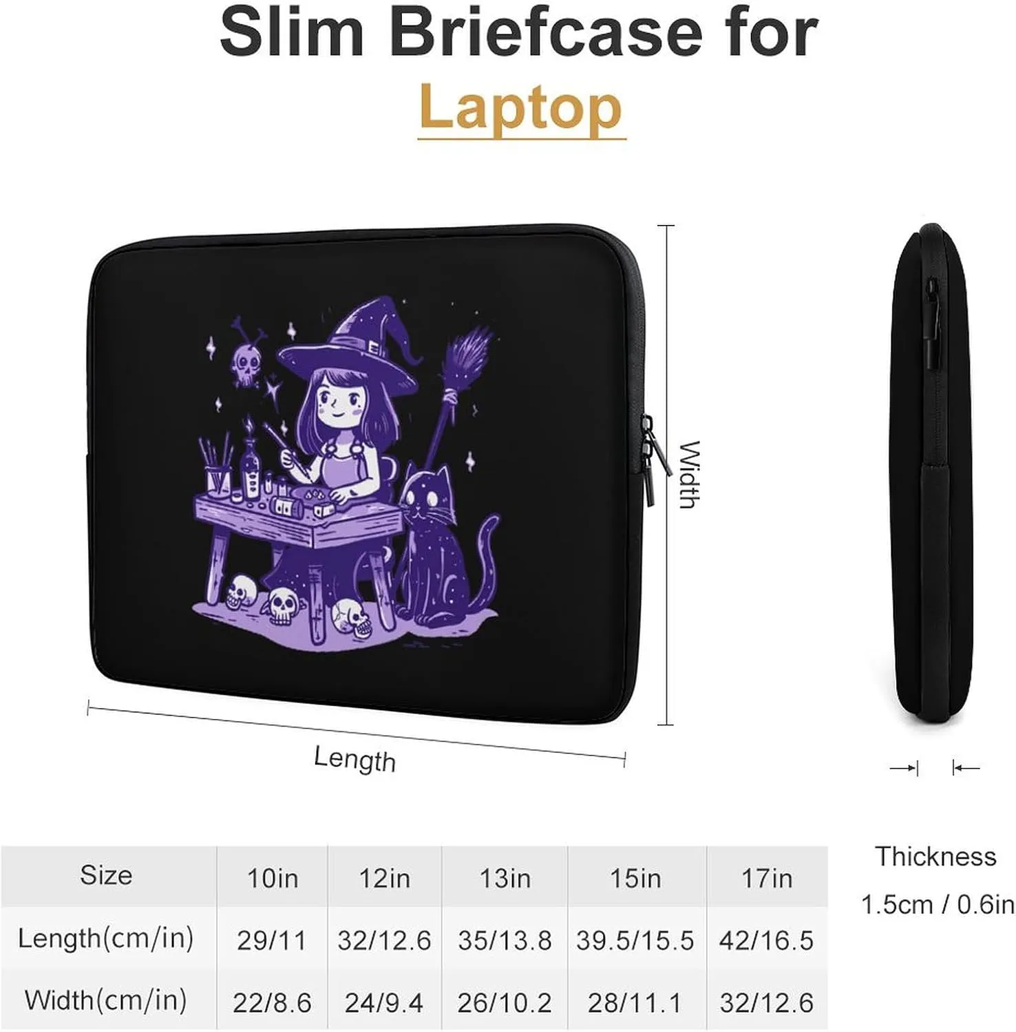 Witch Crafts Personalized Laptop Bag Business Casual Laptop Cases Slim Computer Bag Briefcase