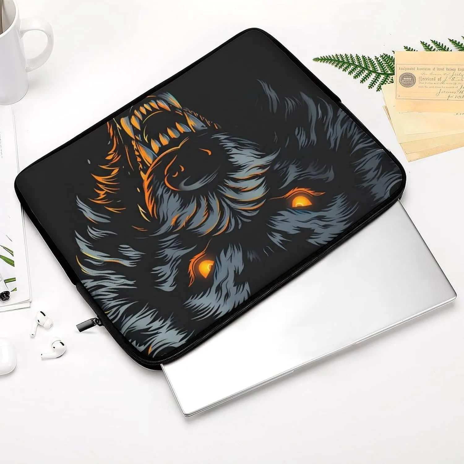 Wolf in The Dark Personalized Laptop Bag Business Casual Laptop Cases Slim Computer Bag Briefcase
