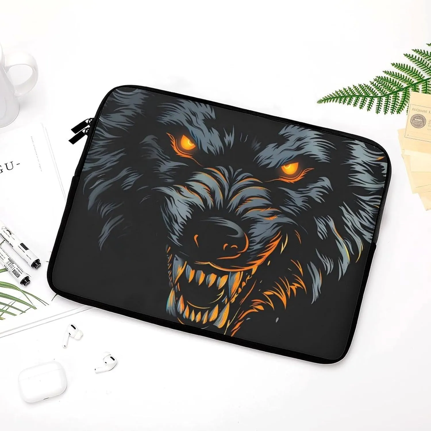 Wolf in The Dark Personalized Laptop Bag Business Casual Laptop Cases Slim Computer Bag Briefcase