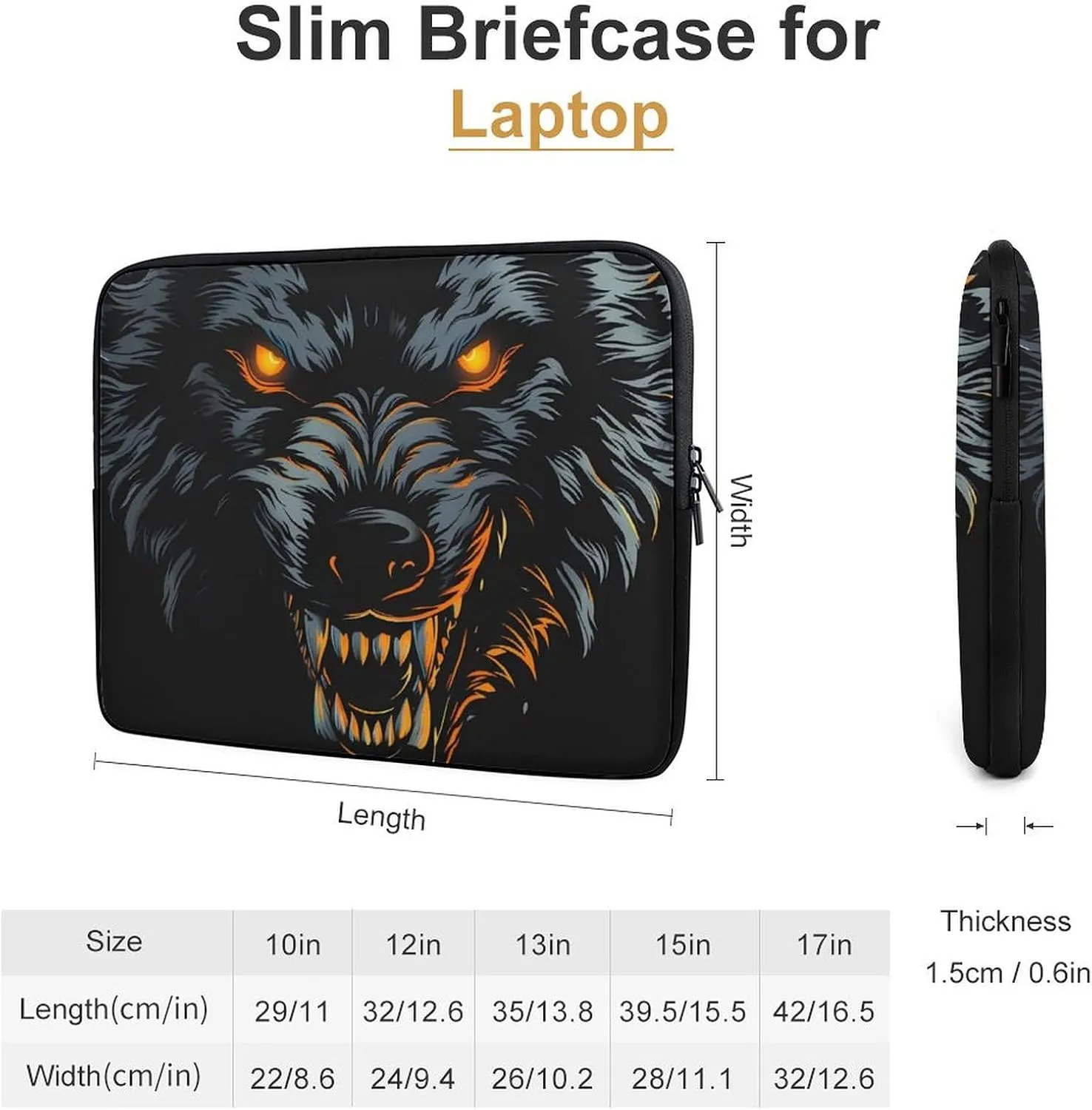 Wolf in The Dark Personalized Laptop Bag Business Casual Laptop Cases Slim Computer Bag Briefcase