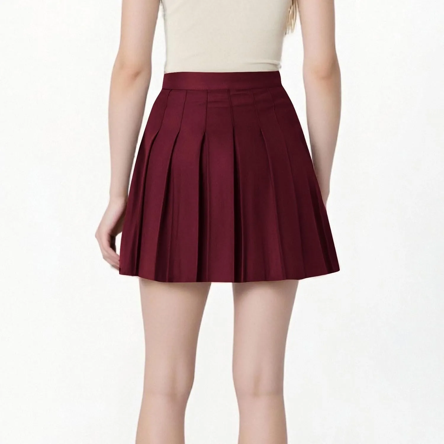 Women Pleated Skirt High Waisted Athletic Golf Tennis Skorts with Shorts Solid Color Fashion Prom Homecoming Skirts