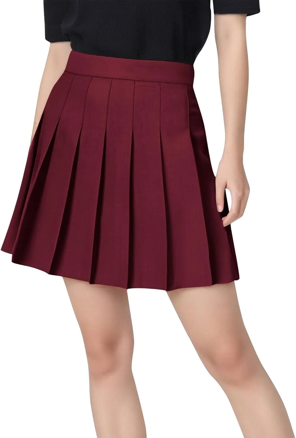 Women Pleated Skirt High Waisted Athletic Golf Tennis Skorts with Shorts Solid Color Fashion Prom Homecoming Skirts